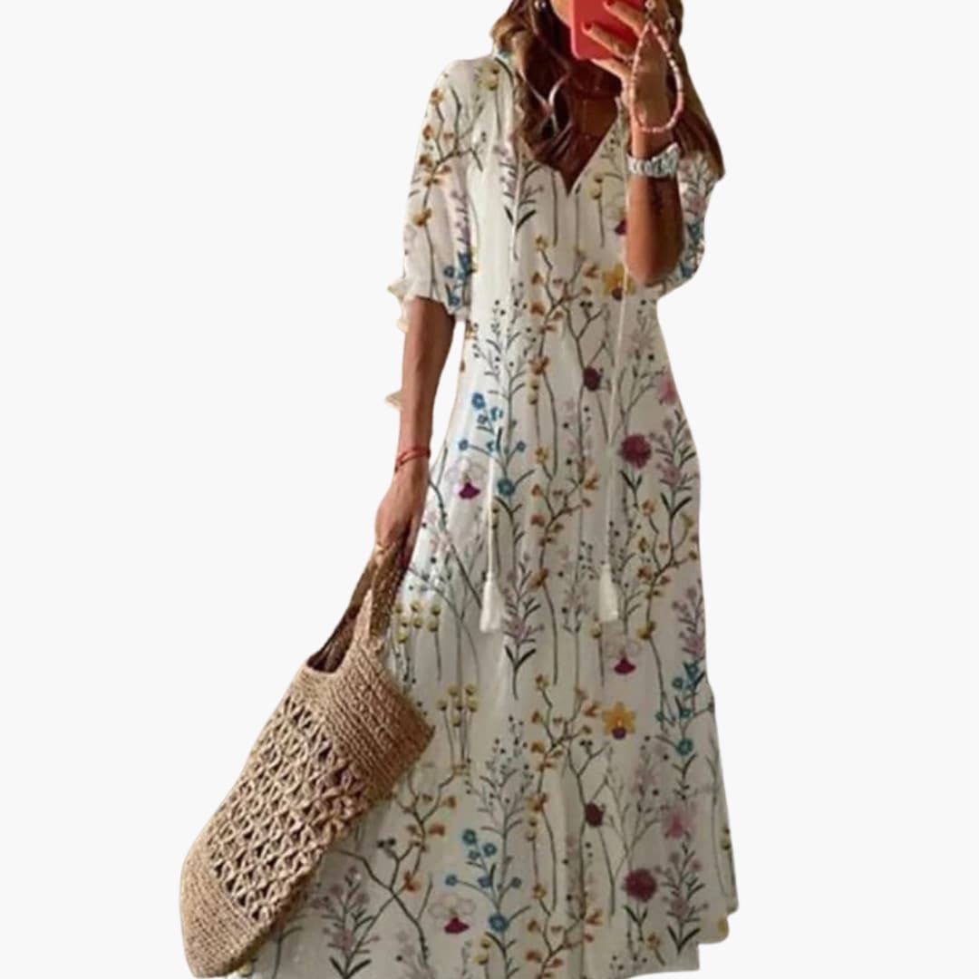 Ladies Floral Summer Dress with Sleeveless Relaxed Style