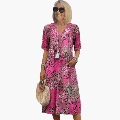 Casual Floral V-Neck Dress for Women