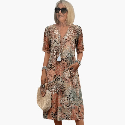 Casual Floral V-Neck Dress for Women
