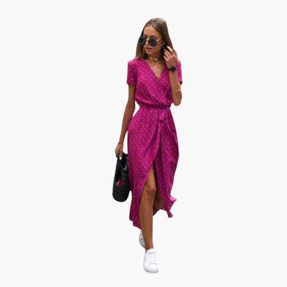 Ladies' Floral Wrap Dress with Adjustable Belt