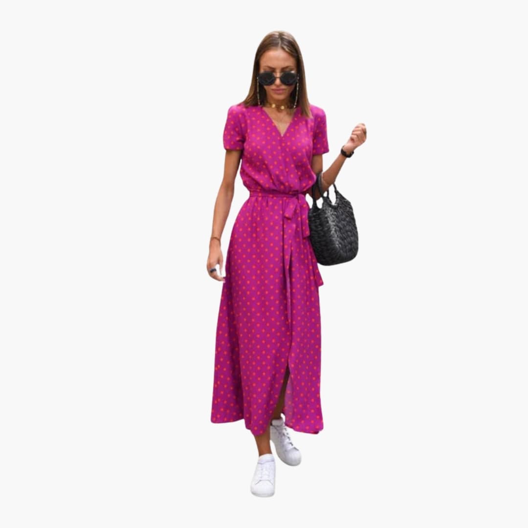 Ladies' Floral Wrap Dress with Adjustable Belt