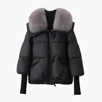 Warm Womens Padded Coat with Faux Fur Trim