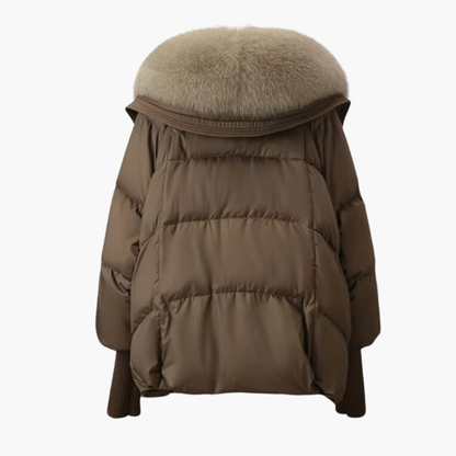 Warm Womens Padded Coat with Faux Fur Trim