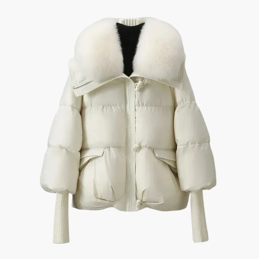 Warm Womens Padded Coat with Faux Fur Trim