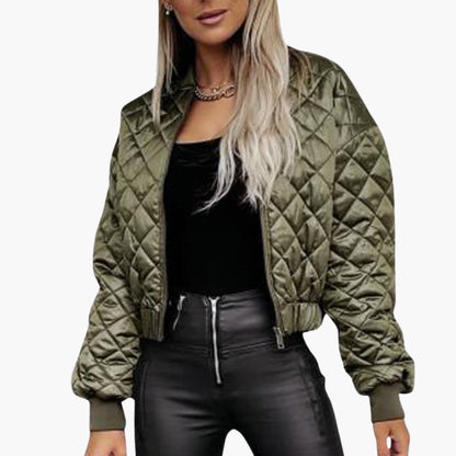 Ladies Padded Zip Up Bomber Jacket with Pockets