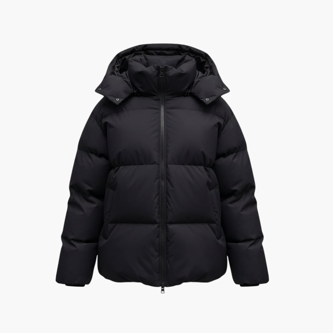 Ladies Padded Coat with High Neck and Zip Front - Olytrend