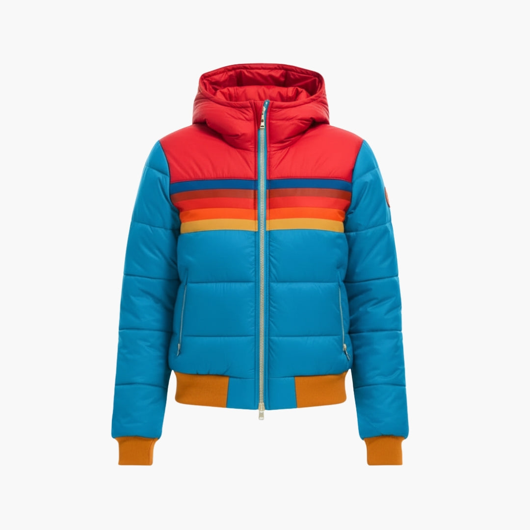 Warm Women's Padded Parka with Hood and Zip - Olytrend