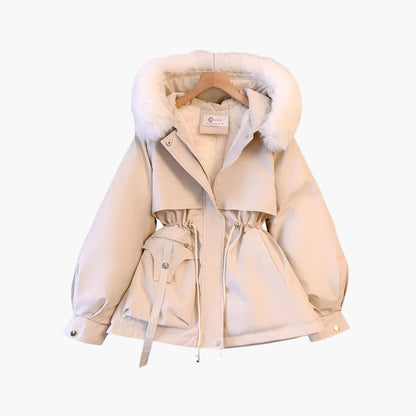 Ladies' Waterproof Red Parka Jacket with Hood - Olytrend