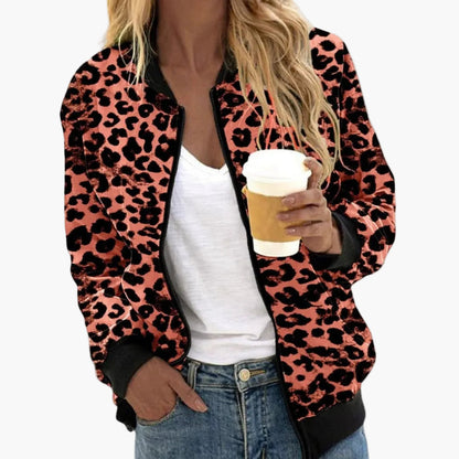 Casual Leopard Print Bomber Jacket for Women