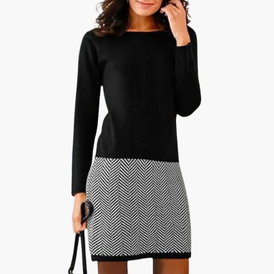 Classic Fit Houndstooth Pattern Dress - Olytrend