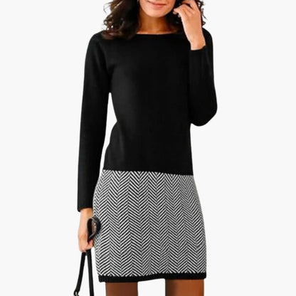 Classic Fit Houndstooth Pattern Dress - Olytrend