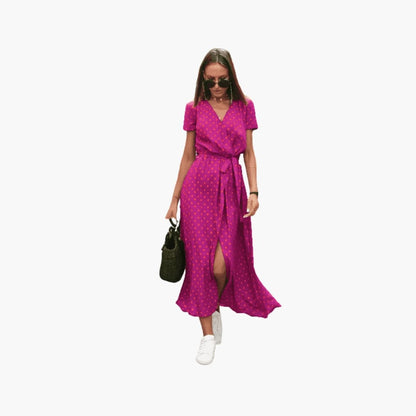 Fashionable V Neck Printed Dress