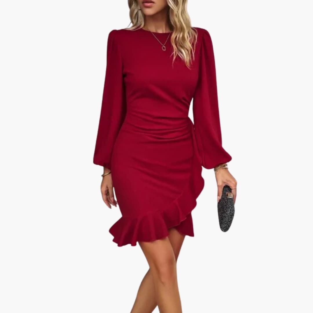 Feminine Ruffled Short Sleeve Dress - Olytrend