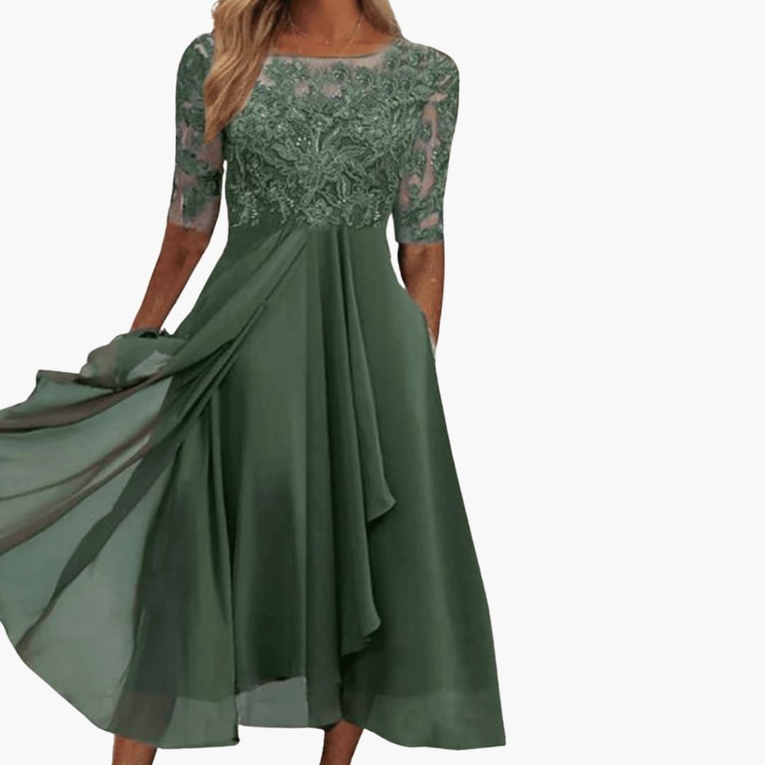 Ladies' Classic Crew Neck Mid Length Dress