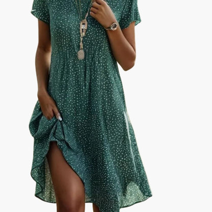 Ladies Floral Print Knee Length Dress - Olytrend