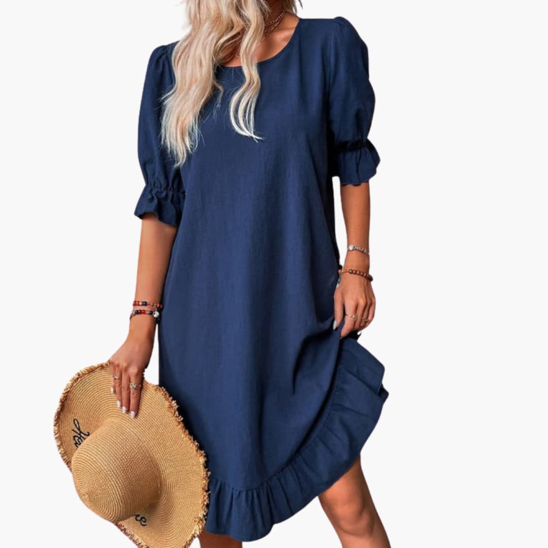 Ladies' Floral Short Sleeve Dress - Olytrend