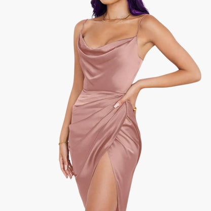 Elegant Ladies' Silk Dress with Spaghetti Straps