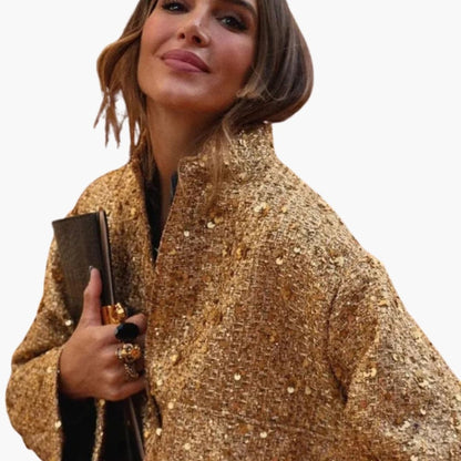 Glittering Women's Bomber Jacket - Shiny Sequins