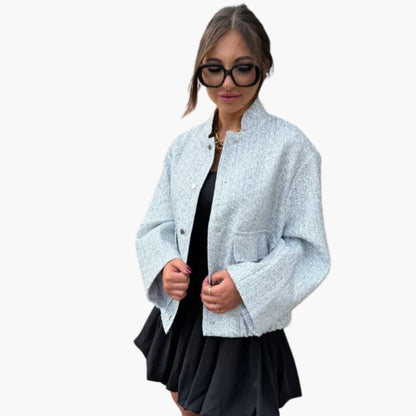 Glittering Women's Bomber Jacket - Shiny Sequins - Olytrend
