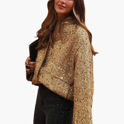 Glittering Women's Bomber Jacket - Shiny Sequins