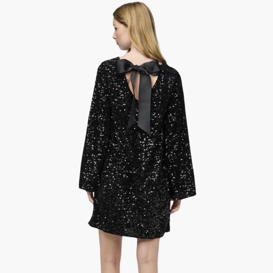 Glittering Mini Party Dress with Back Tie Detail