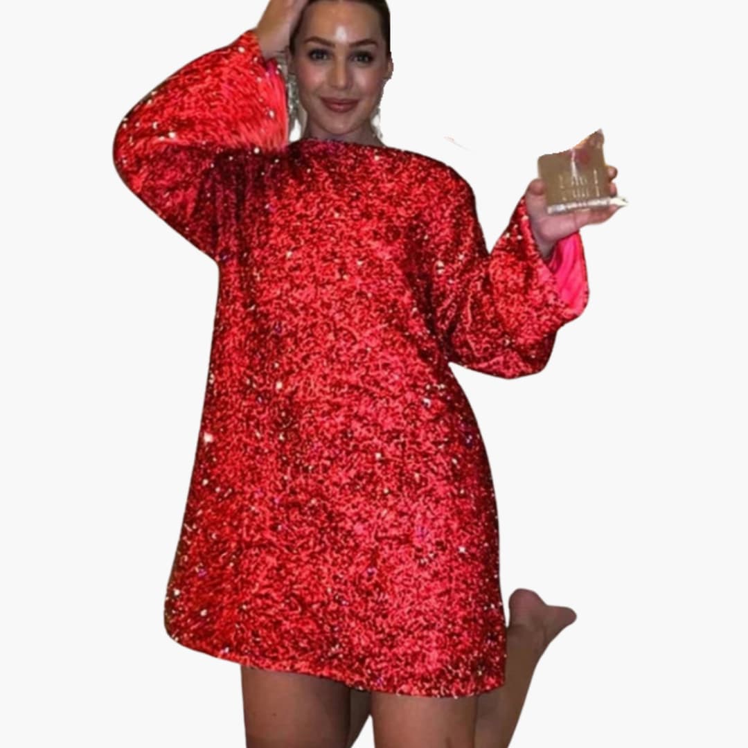 Glittering Mini Party Dress with Back Tie Detail