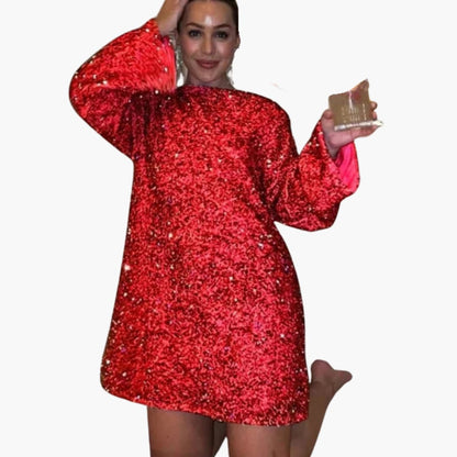 Glittering Mini Party Dress with Back Tie Detail