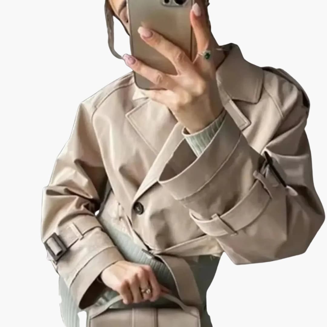Classic Belted Mini Trench Coat for Women