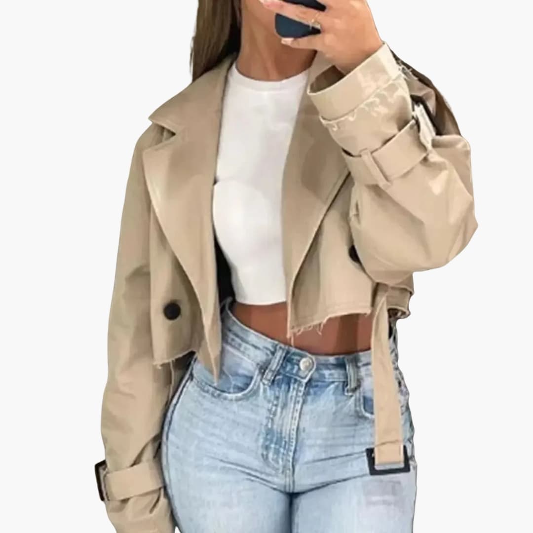 Classic Belted Mini Trench Coat for Women
