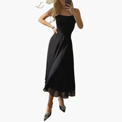 Summer Tank Dress with Round Neck and Flowy Skirt