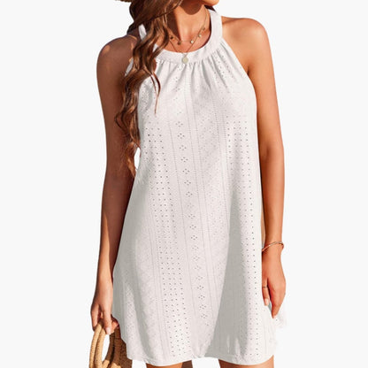 Summer Crochet Halter Neck Sundress for Women