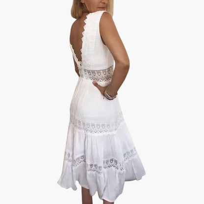 Elegant Lace V-Back Maxi Dress for Women