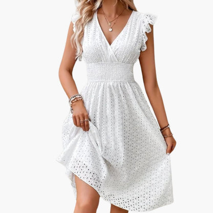 Elegant V Neck Lace Summer Dress for Women