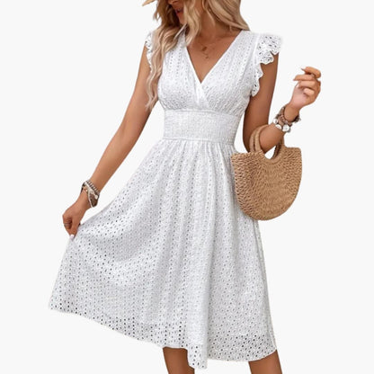 Elegant V Neck Lace Summer Dress for Women