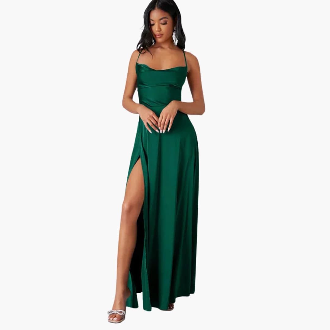 Summer Strapless Maxi Dress with Braided Back and Round Neck