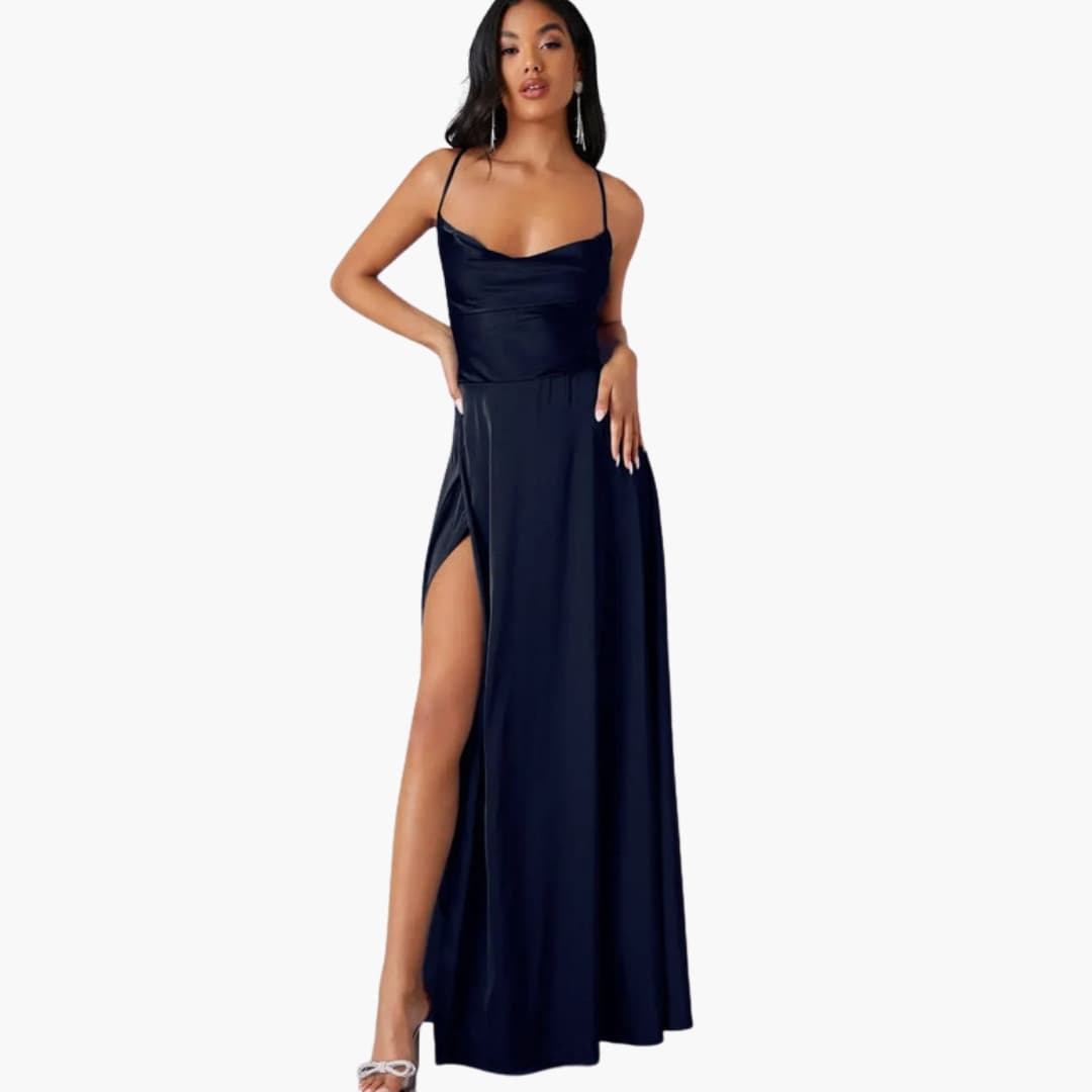 Summer Strapless Maxi Dress with Braided Back and Round Neck