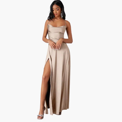 Summer Strapless Maxi Dress with Braided Back and Round Neck