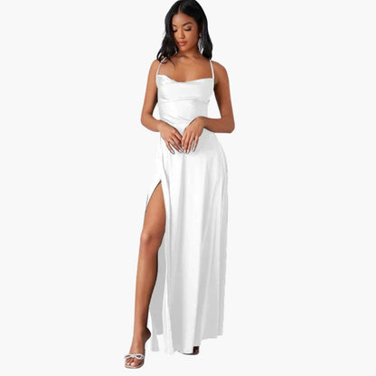Summer Strapless Maxi Dress with Braided Back and Round Neck