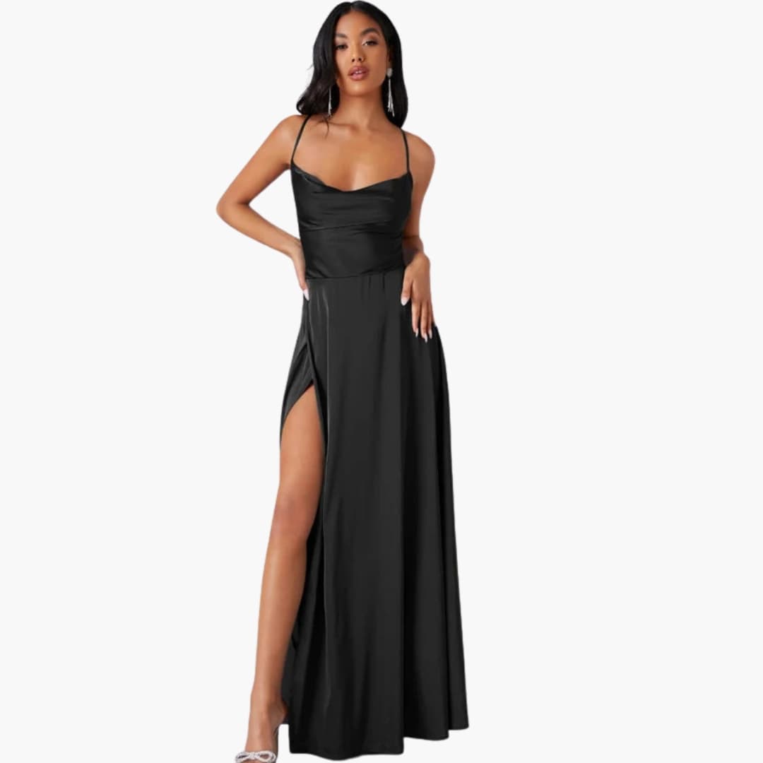 Summer Strapless Maxi Dress with Braided Back and Round Neck
