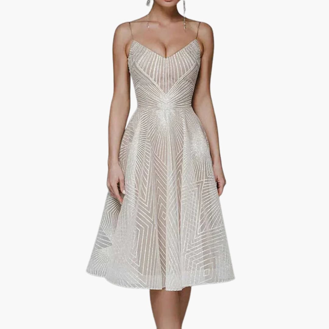 Ladies' Strapless Summer Midi Dress with Low Back - Olytrend