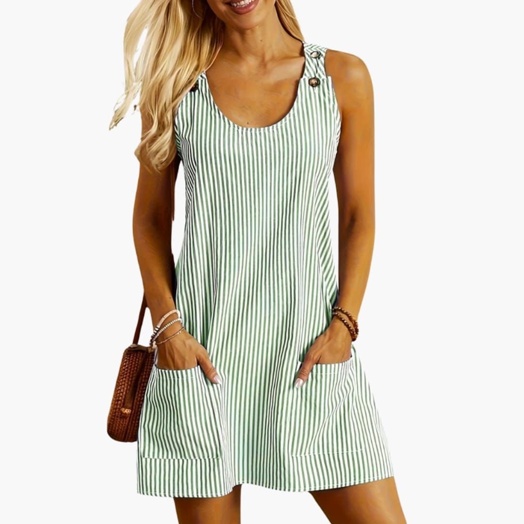 Women's Casual Summer Striped Sundress with Pockets