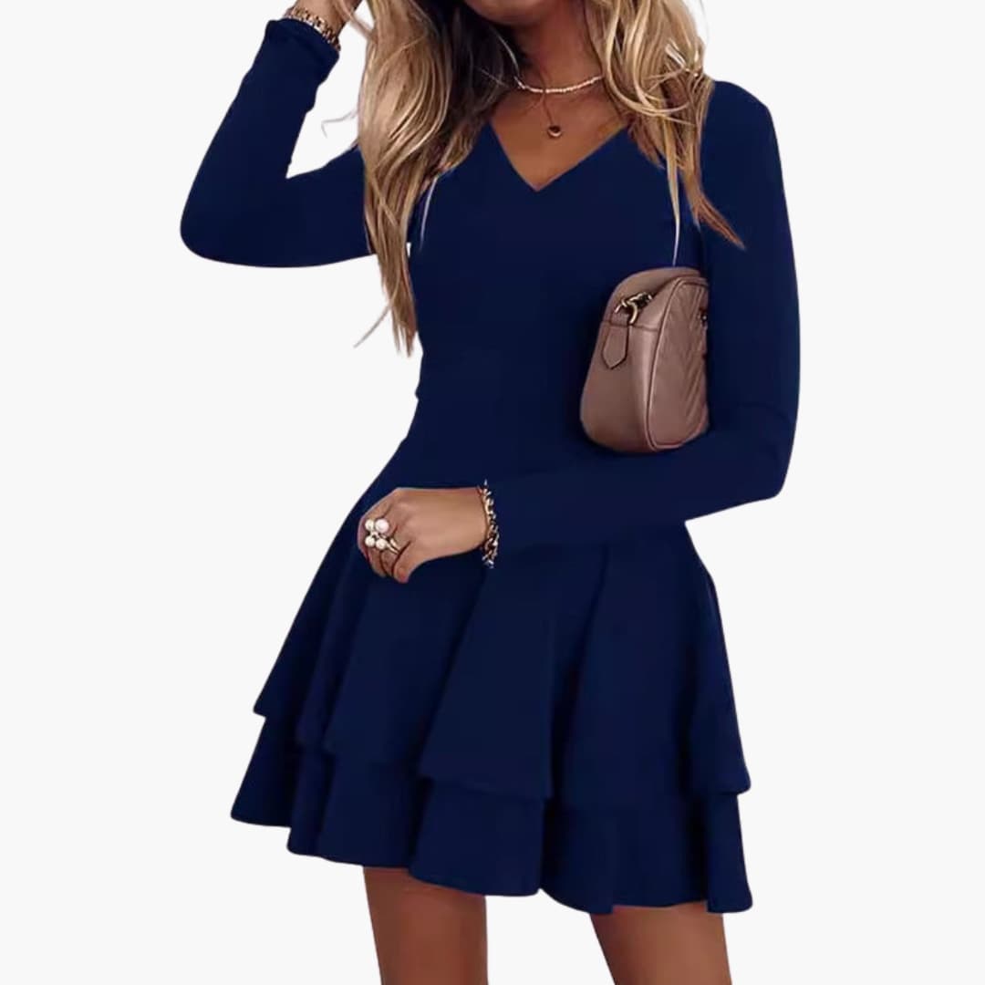 Summer V-Neck Tank Dress with Flowy Skirt - Olytrend