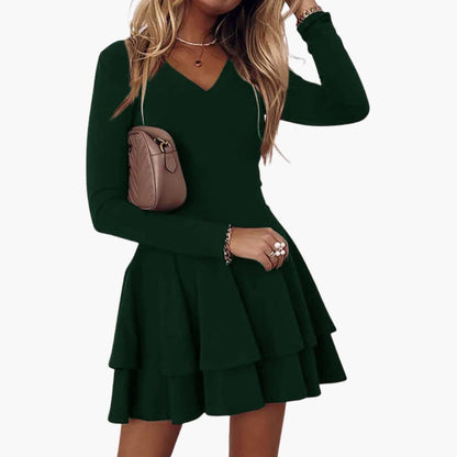 Summer V-Neck Tank Dress with Flowy Skirt