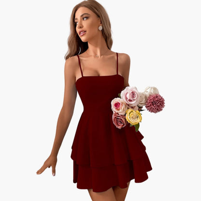 Women's Summer Sleeveless Mini Dress with Flowy Skirt