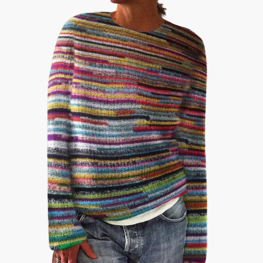 Classic Fit Crew Neck Striped Sweater