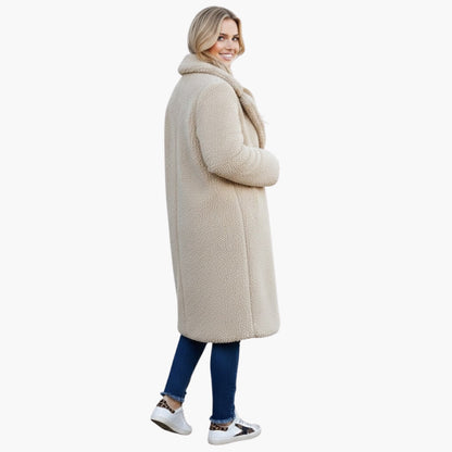 Luxurious Faux Fur Women's Long Coat with Wide Collar