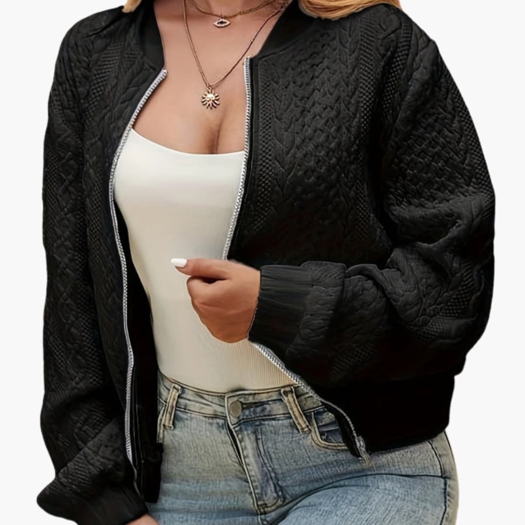 Soft Cotton Women's Bomber Jacket with High Collar