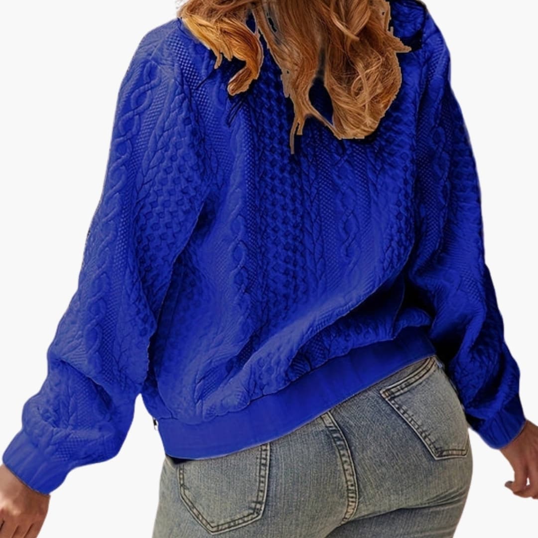 Soft Cotton Women's Bomber Jacket with High Collar