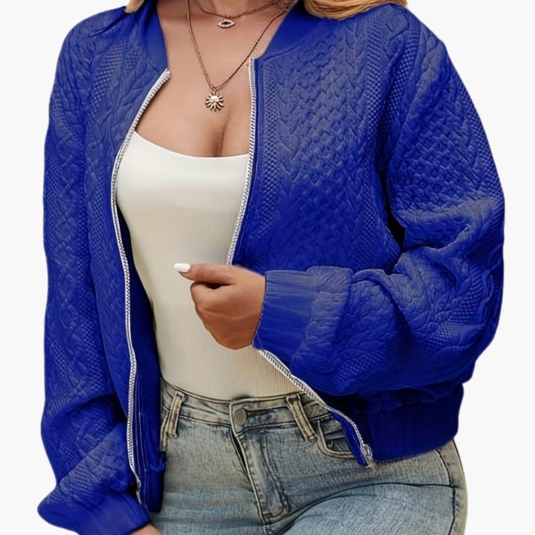Soft Cotton Women's Bomber Jacket with High Collar