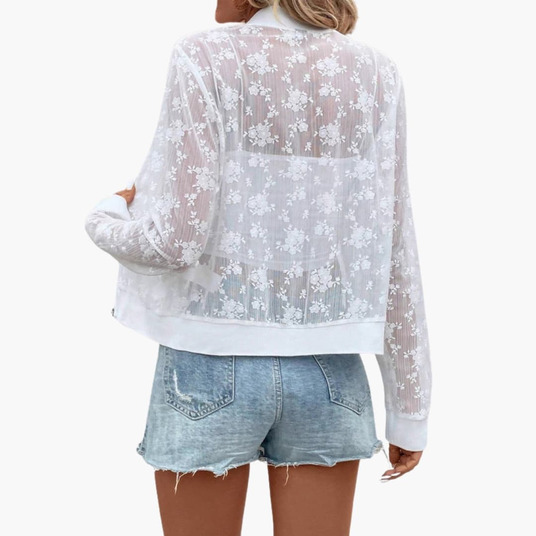 Clear Women's Floral Embellished Bomber Jacket